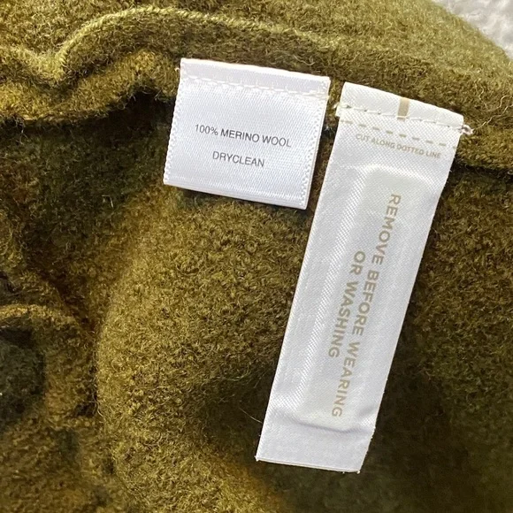 LOFT 100% Merino Wool Olive Green Ruffle Front Women's Jacket/Cardigan - Picture 5 of 8